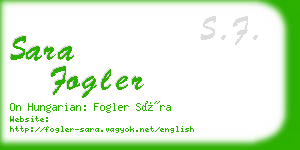 sara fogler business card